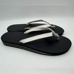 Rainbow Sandals Women’s Size L 7.5 - 8.5 Black /White Leather Flip Flops